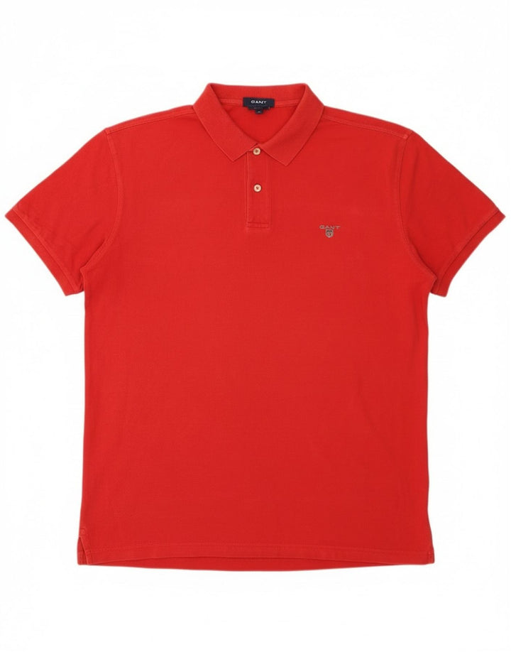 Gant Tailliertes Herren-Poloshirt XL aus roter Baumwolle