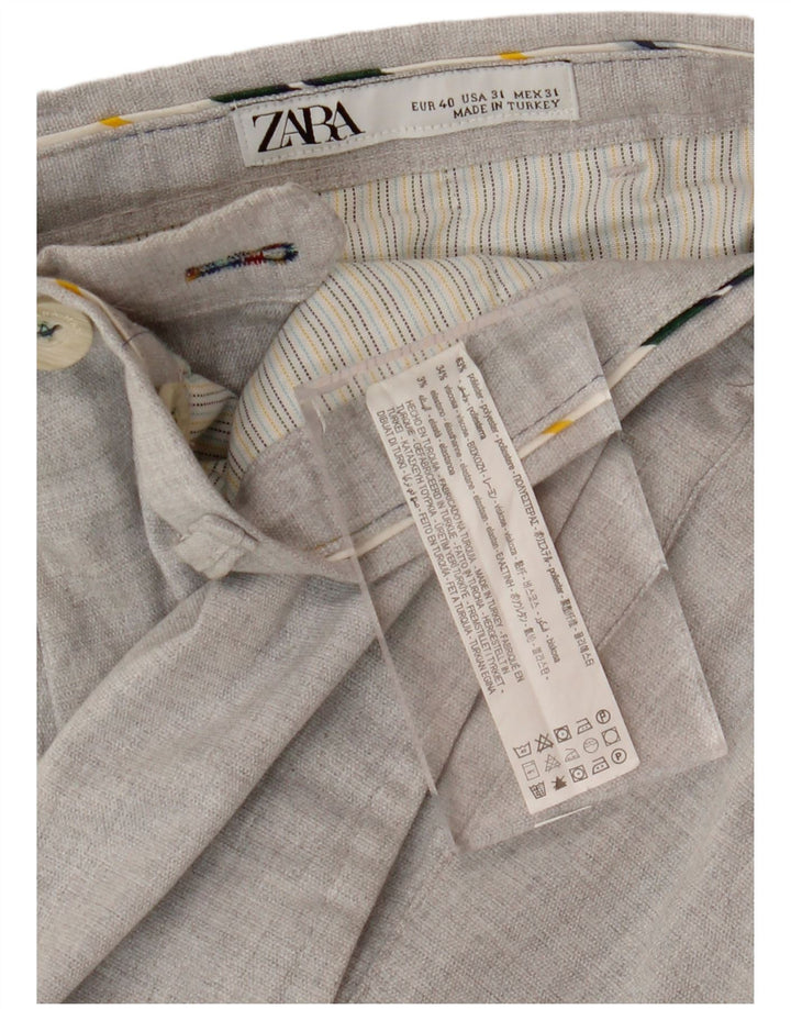 Zara Herren Slim Fit Chinohose EU 40 Medium W31 L29 Grau Polyester