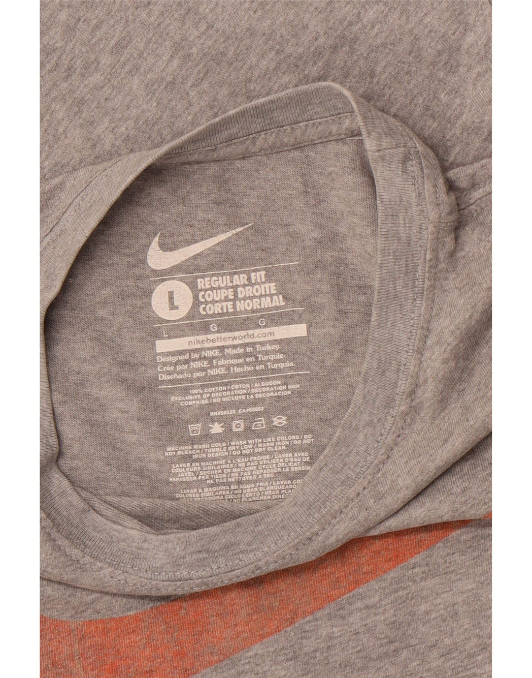 NIKE Herren-T-Shirt mit normaler Passform, Grafik, Größe L, Grau, Baumwolle