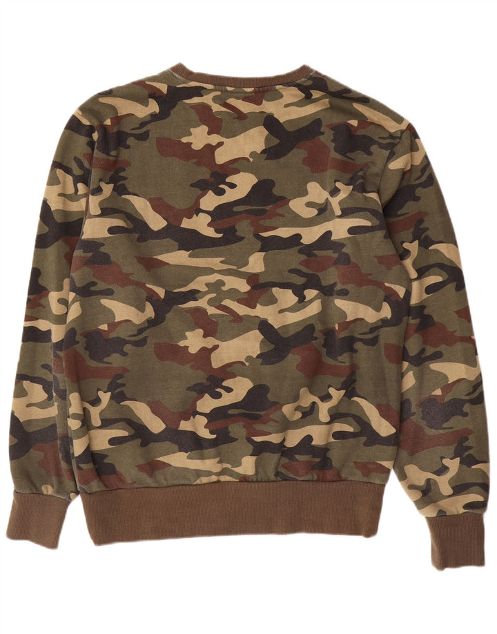 Ellesse Herren-Sweatshirt mit Grafik, groß, Khaki, Camouflage, Baumwolle