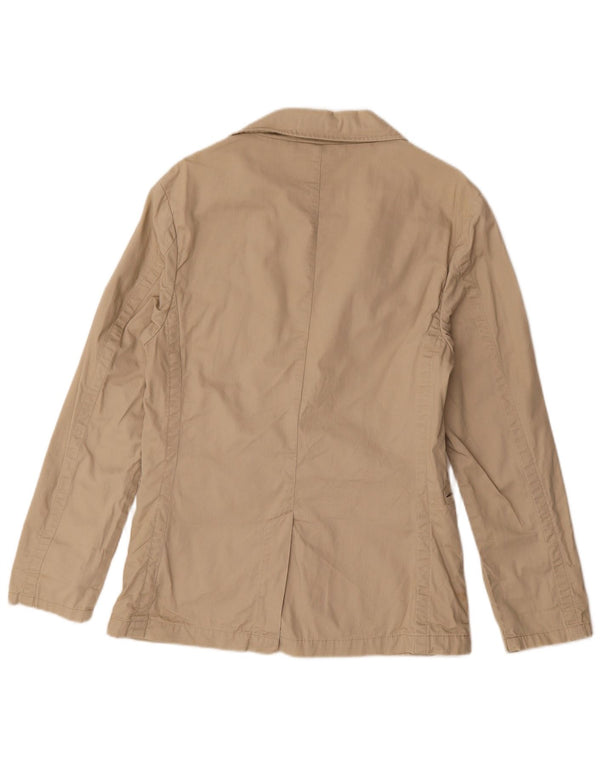 Tommy Hilfiger Damen-Blazerjacke mit 2 Knöpfen, UK 14, mittelbraune Baumwolle