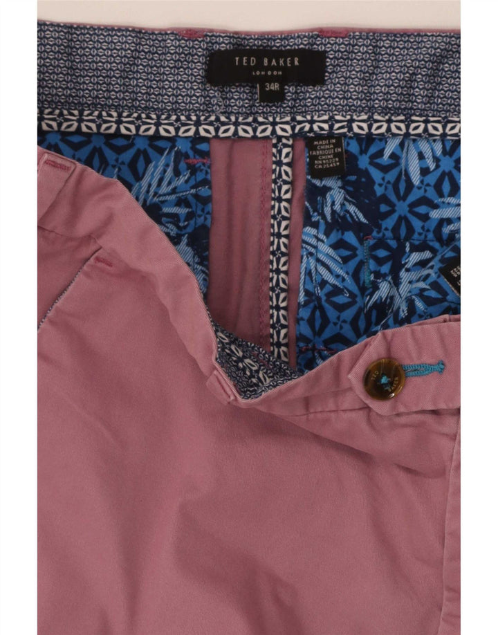 Ted Baker Herren Regular Chino Shorts W34 Large Rosa Baumwolle