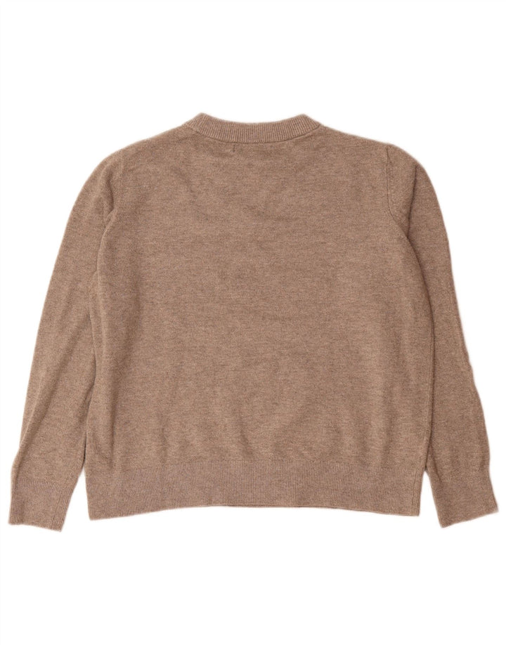 Marks & Spencer Damen-Pullover mit Rundhalsausschnitt, UK 14, Mittelgrau, Polyester