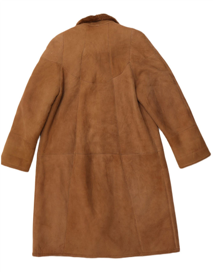 VINTAGE Damen Lammfellmantel IT 52 2XL Braunes Lammfell