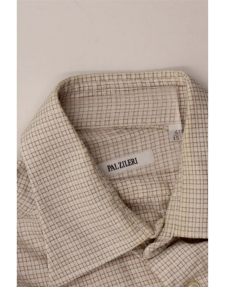 PAL ZILERI Herrenhemd Größe 40 15 3/4 Medium Off White Gingham