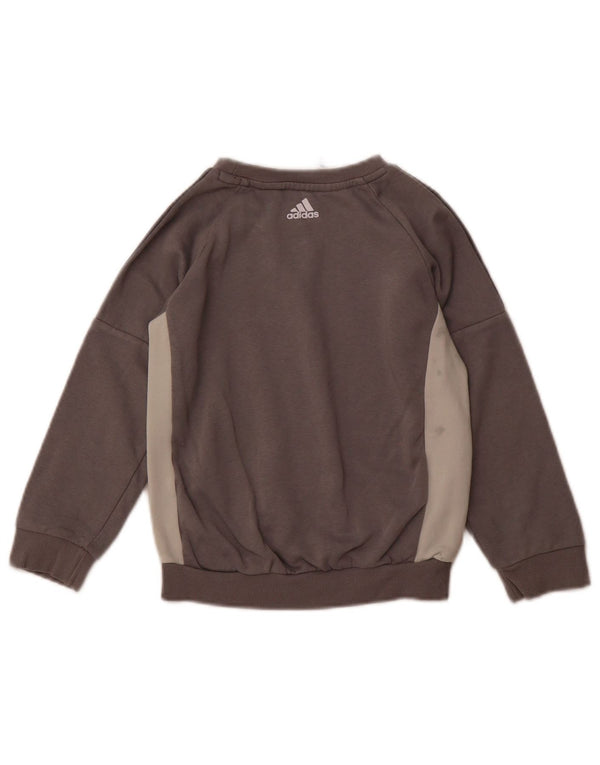 ADIDAS Boys Graphic Sweatshirt Jumper 6-7 Years Grey Colourblock Cotton