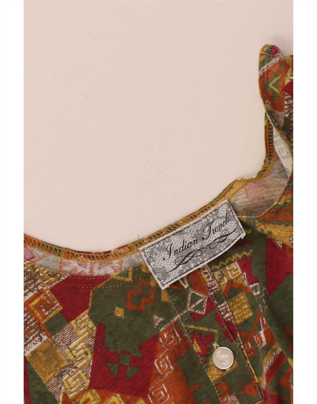 Vintage Damen Crop Weste Top UK 10 Klein Mehrfarbig Geometrisch