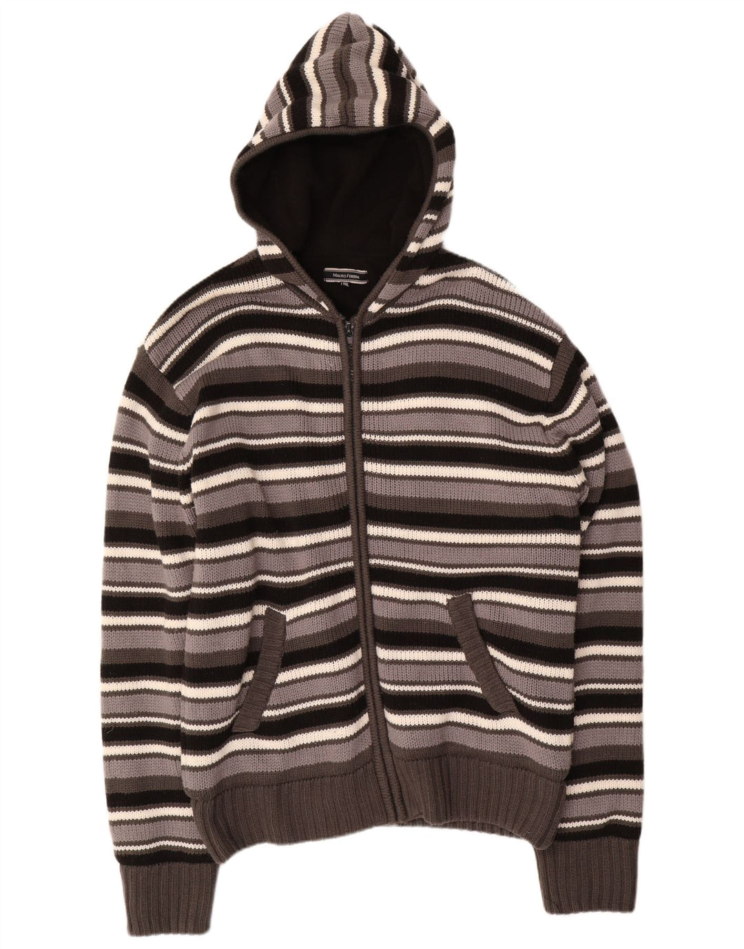 MAURO FERRINI Herren-Cardigan mit Kapuze, 2XL, mehrfarbig gestreift