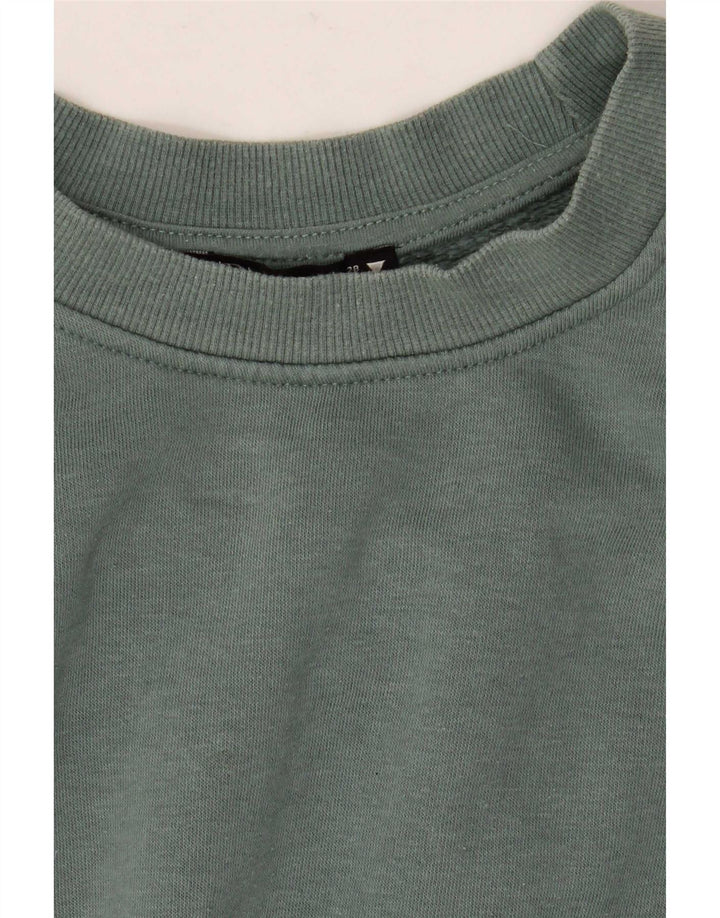 Zara Damen Crop Oversized Sweatshirt Pullover UK 14 Mittelgrüne Baumwolle