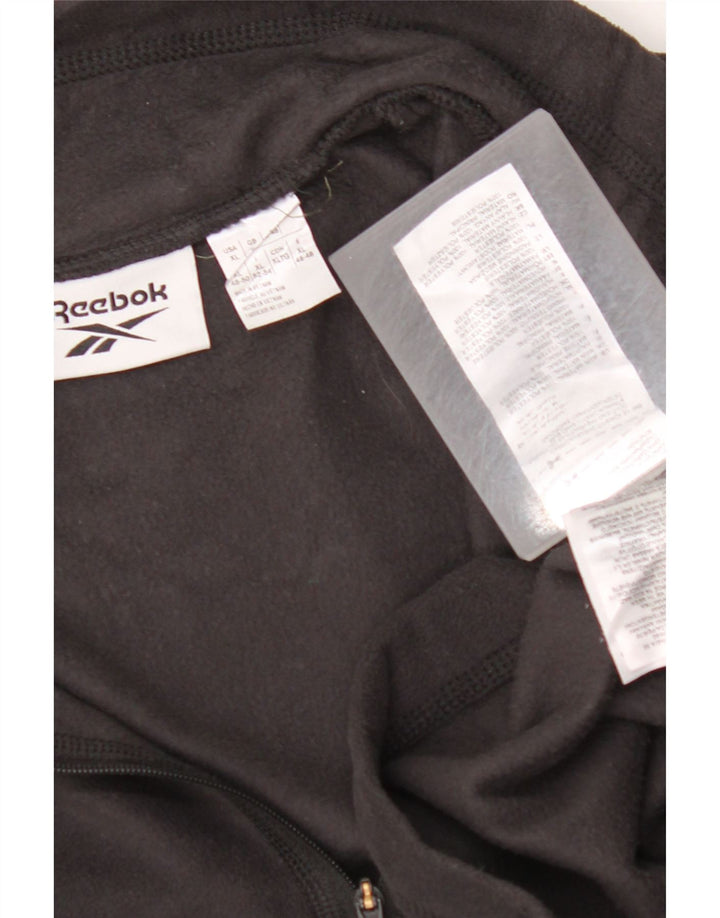 REEBOK Herren-Fleecepullover mit Reißverschluss, XL, schwarzes Polyester