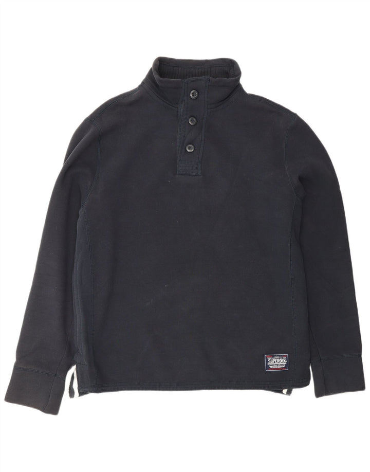 Superdry Herren-Sweatshirt mit grafischem Knopfkragen, XL, Marineblau, Baumwolle
