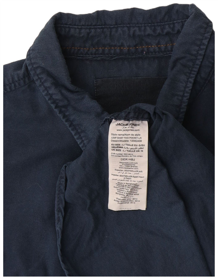Jack & Jones Herrenhemd, groß, marineblau, Baumwolle
