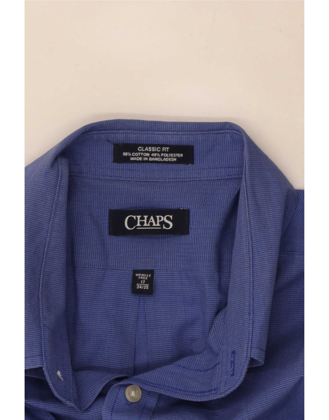 Chaps Herren-Hemd mit klassischer Passform, Größe 17, XL, blaue Hahnentritt-Baumwolle