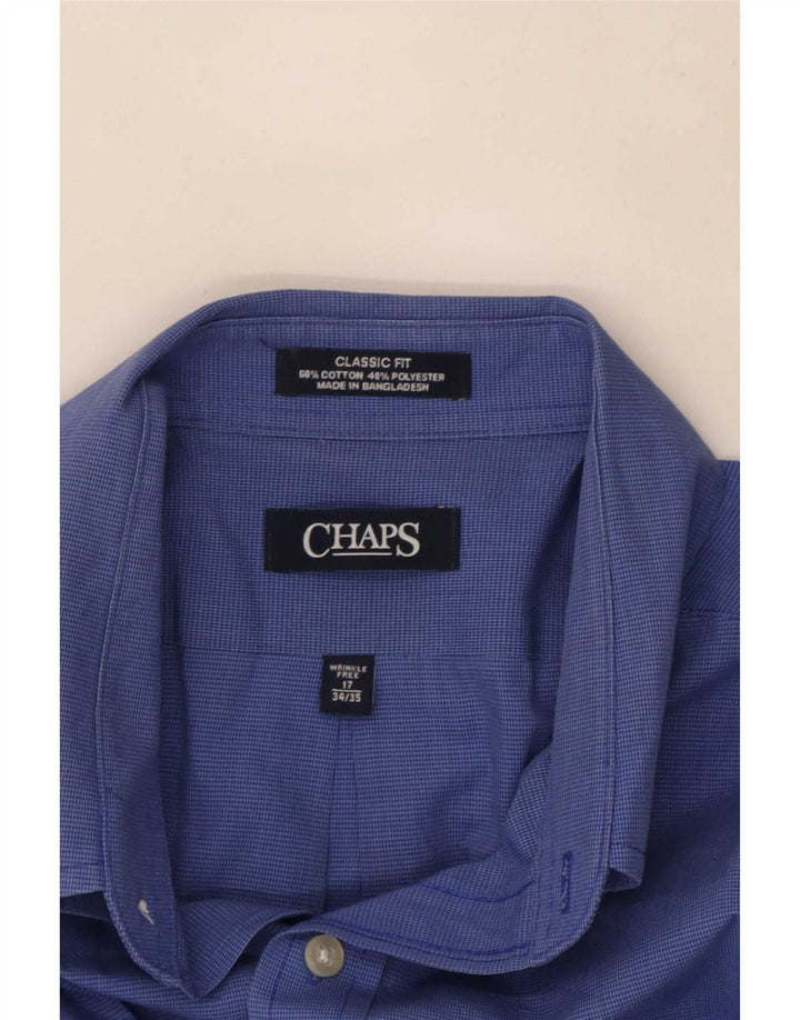 Chaps Herren-Hemd mit klassischer Passform, Größe 17, XL, blaue Hahnentritt-Baumwolle