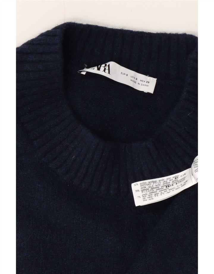Zara Damen-Pullover, übergroß, Rundhalsausschnitt, Gr. 10, Größe S, Marineblau