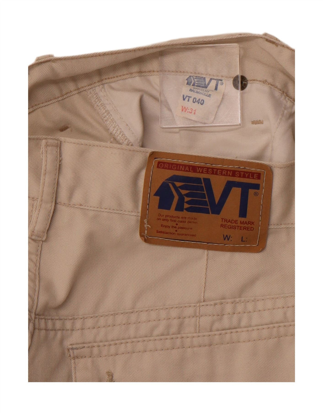 VINTAGE Herren-Cargoshorts mit hoher Taille, W31, mittelbeige Baumwolle