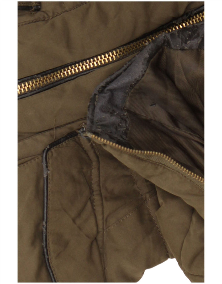 Zara Damen Wattierte Jacke UK 6 XS Khaki