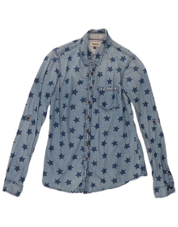 Tommy Hilfiger Damen-Jeanshemd mit abstraktem Muster, UK 6, XS, Blau