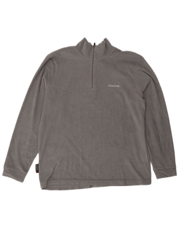 Invicta Herren-Fleecepullover mit Reißverschluss am Hals, großes graues Polyester
