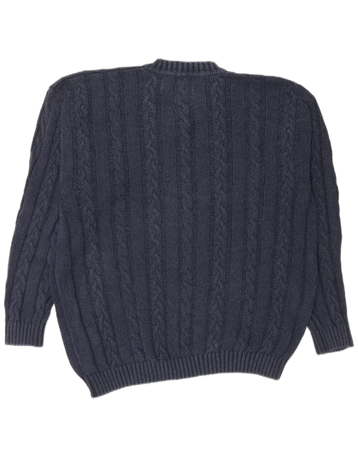 Jaeger Herren-Pullover mit V-Ausschnitt, groß, marineblaue Baumwolle