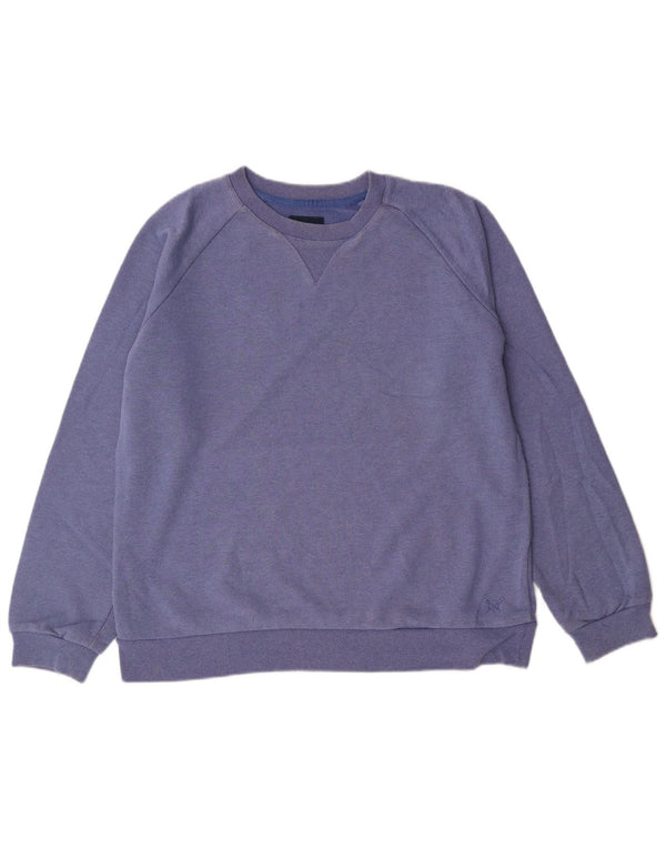 CREW CLOTHING Damen Sweatshirt-Pullover UK 14 Large Blau Baumwolle