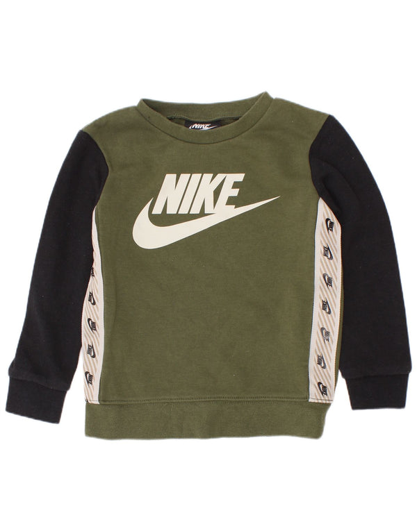 Nike Jungen-Sweatshirt mit Grafik, 2–3 Jahre, grüne Farbblock-Baumwolle