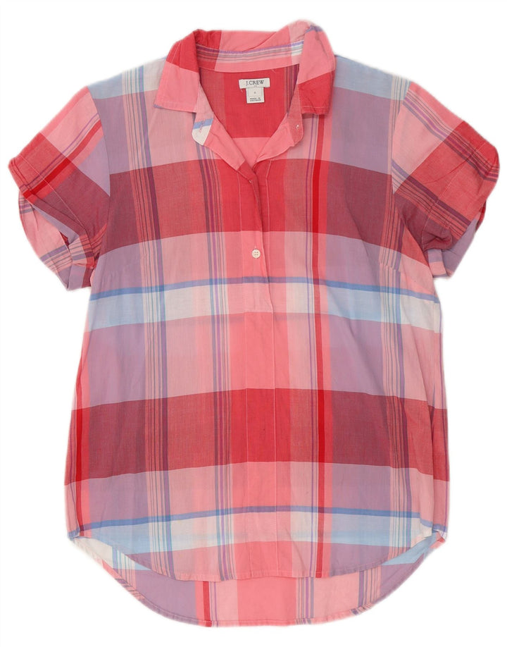 J. CREW Damen-Kurzarm-Pulloverhemd, Größe S, rot, kariert, Baumwolle, UK 10