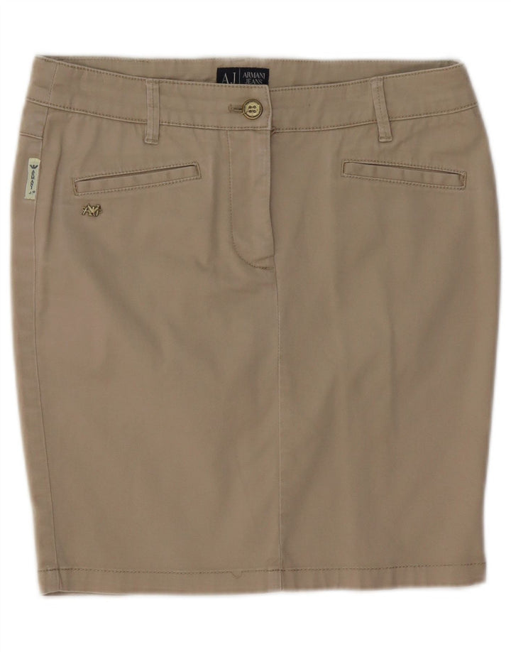 ARMANI Damen Bleistiftrock EU 40 Medium W30 Beige Baumwolle