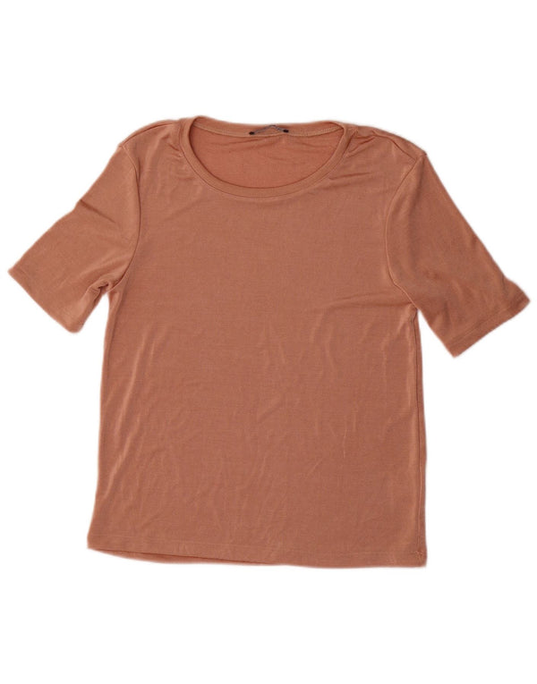 Zara Damen T-Shirt Top UK 12 Mittelrosa Polyester