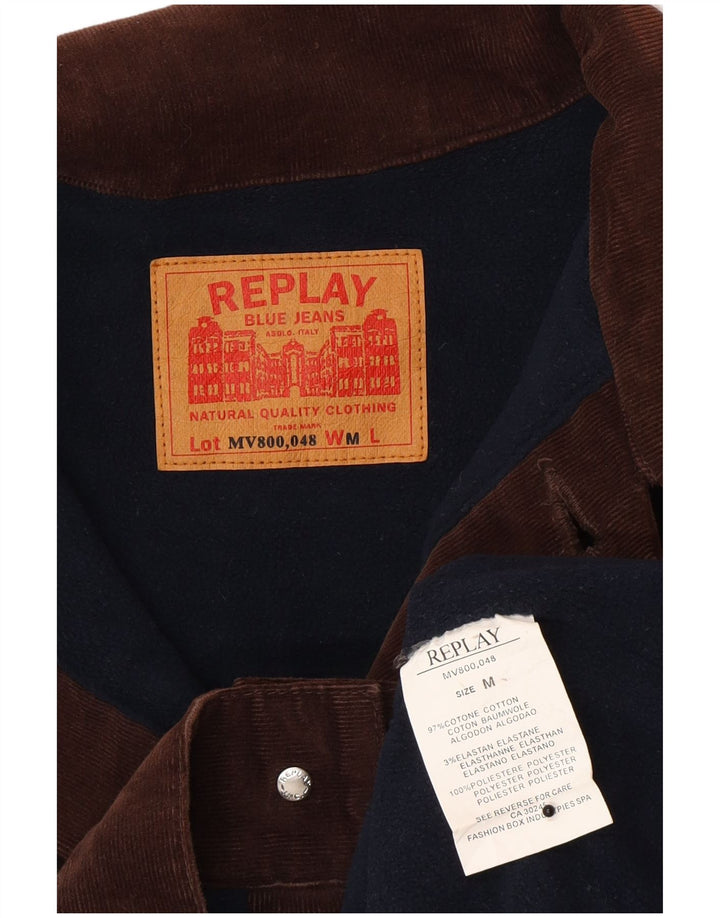 Replay Damen Cordjacke UK 14 Mittelbraune Baumwolle