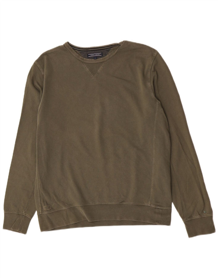 Tommy Hilfiger Herren Sweatshirt Pullover XL Khaki Baumwolle