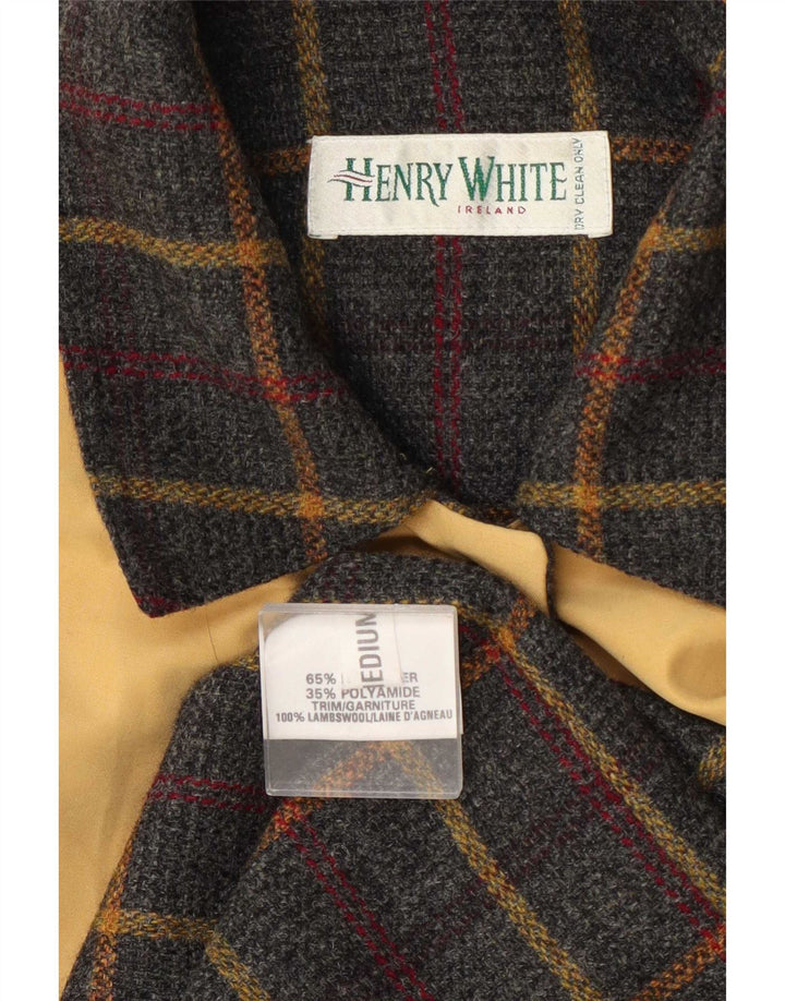 Henry White Damenmantel UK 14 Mittelgelb kariertes Polyester