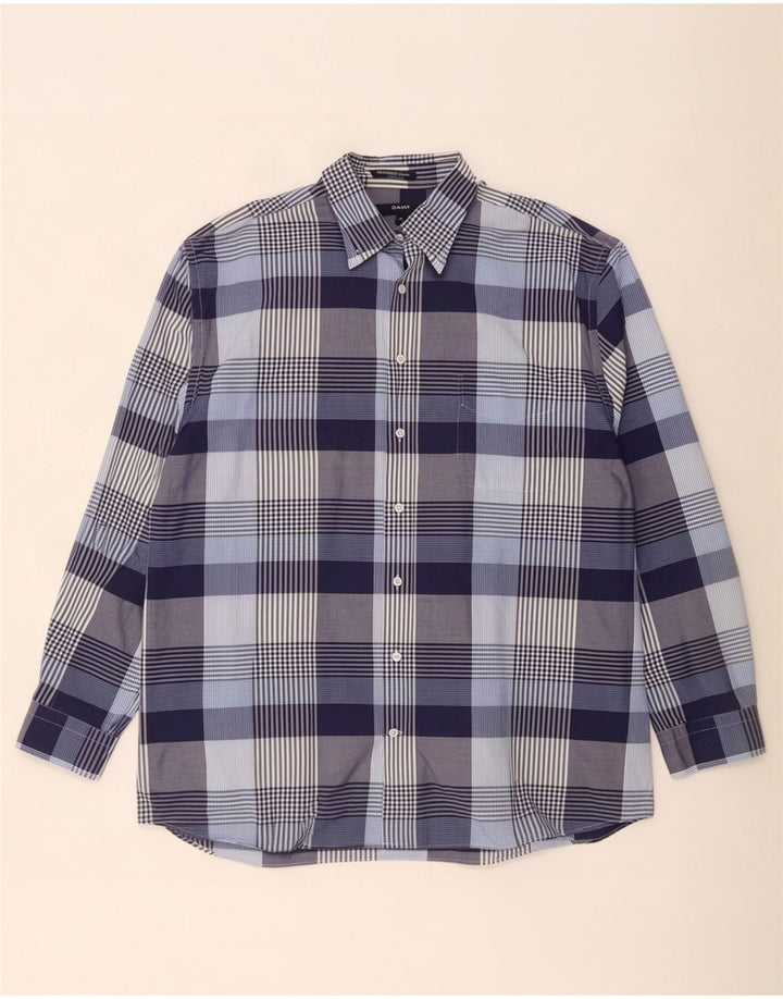 Gant Herren-Hemd, reguläre Passform, XL, marineblau, kariert, Baumwolle