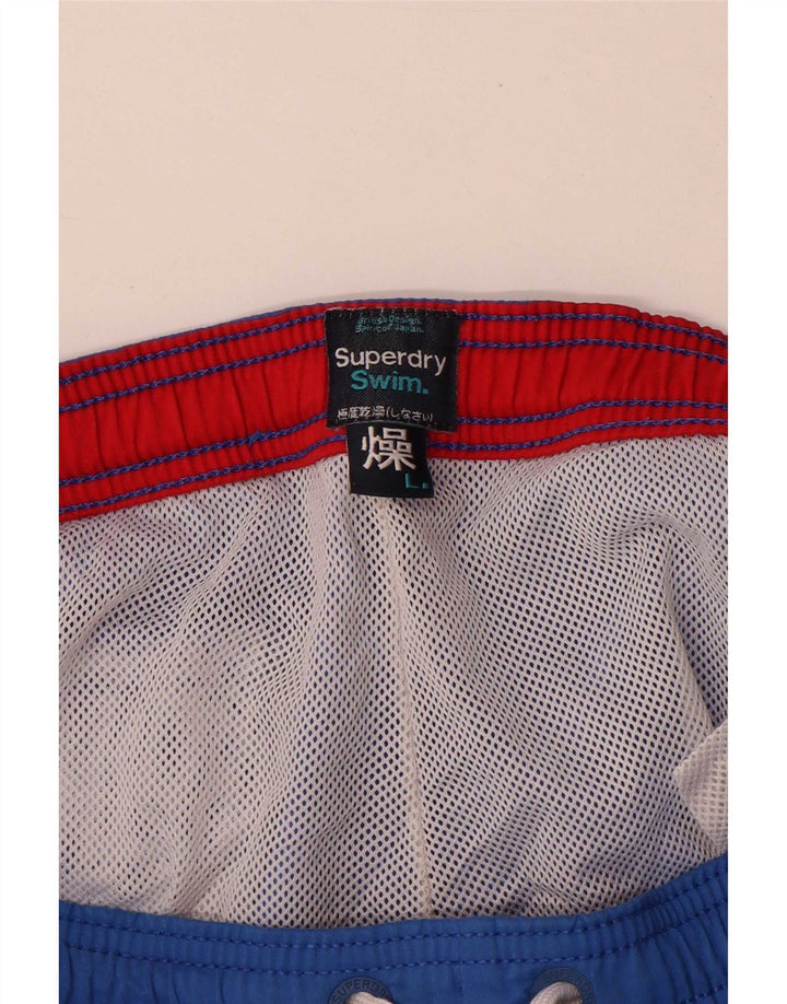 Superdry Herren Badeshorts mit Grafik, Größe L, Blau, Polyester