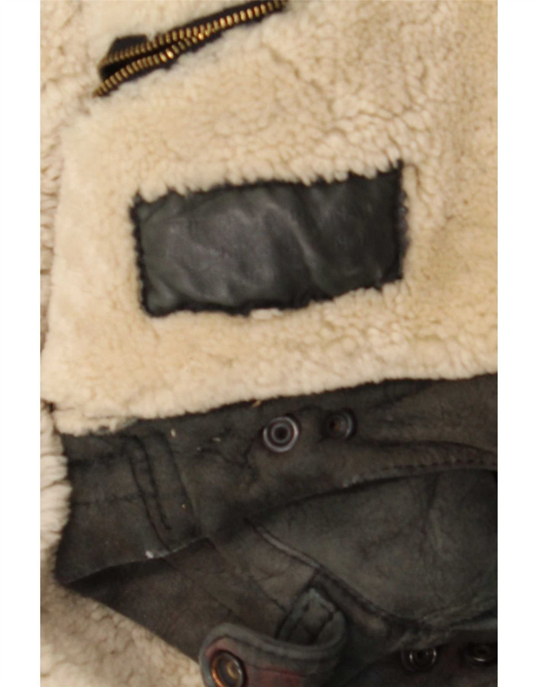 Vintage Herren Shearling Jacke IT 50 Large Schwarz