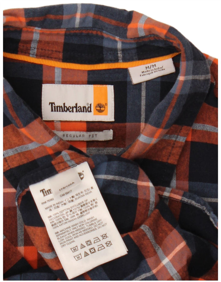 Timberland Herren Kurzarm-Hemd mit normaler Passform, Mittelblau kariert