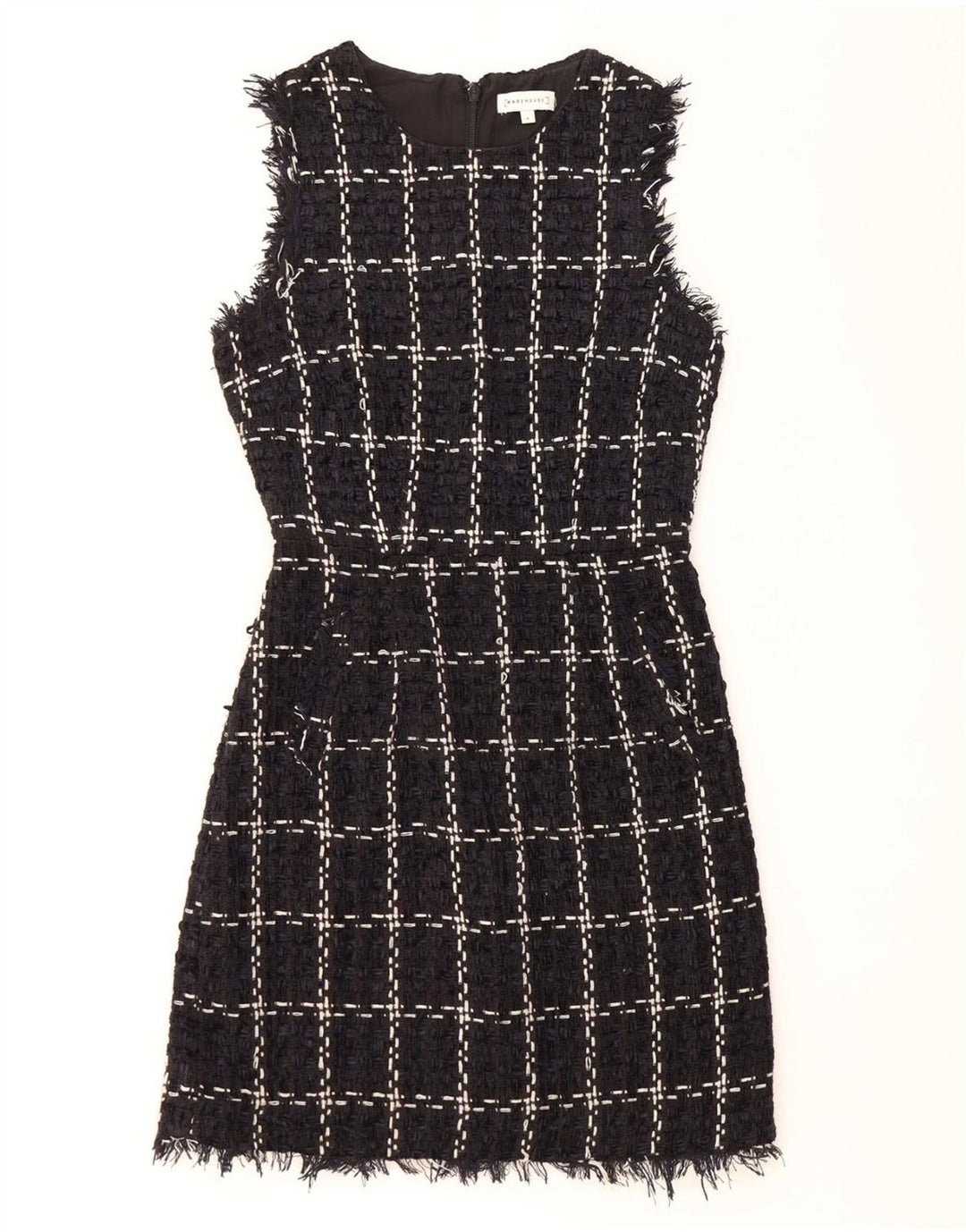 WAREHOUSE Ärmelloses Etuikleid für Damen, Gr. 8, Marineblau, kariert