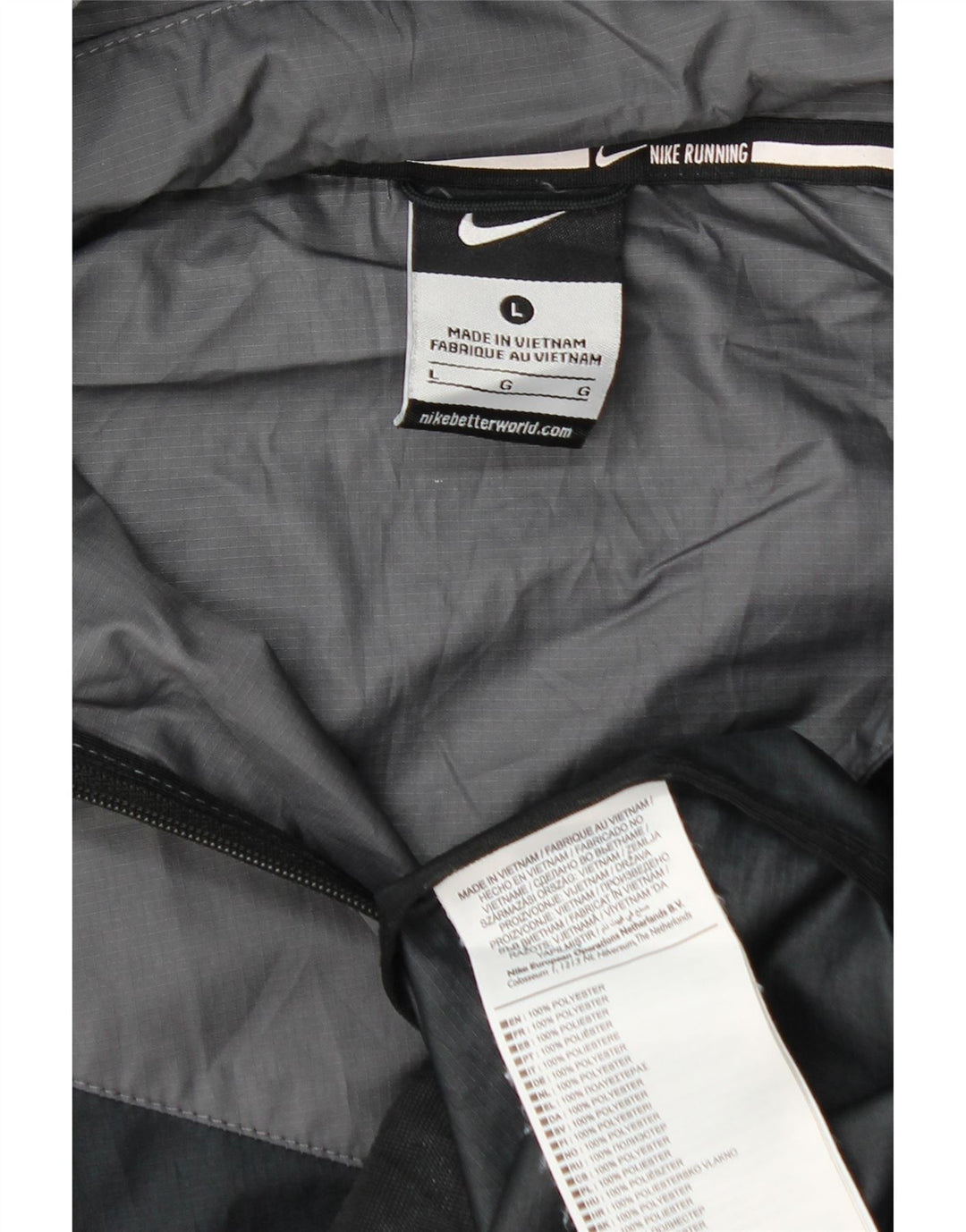 NIKE Herren-Regenjacke mit Kapuze, UK 40, Größe L, Schwarz, Colourblock-Polyester