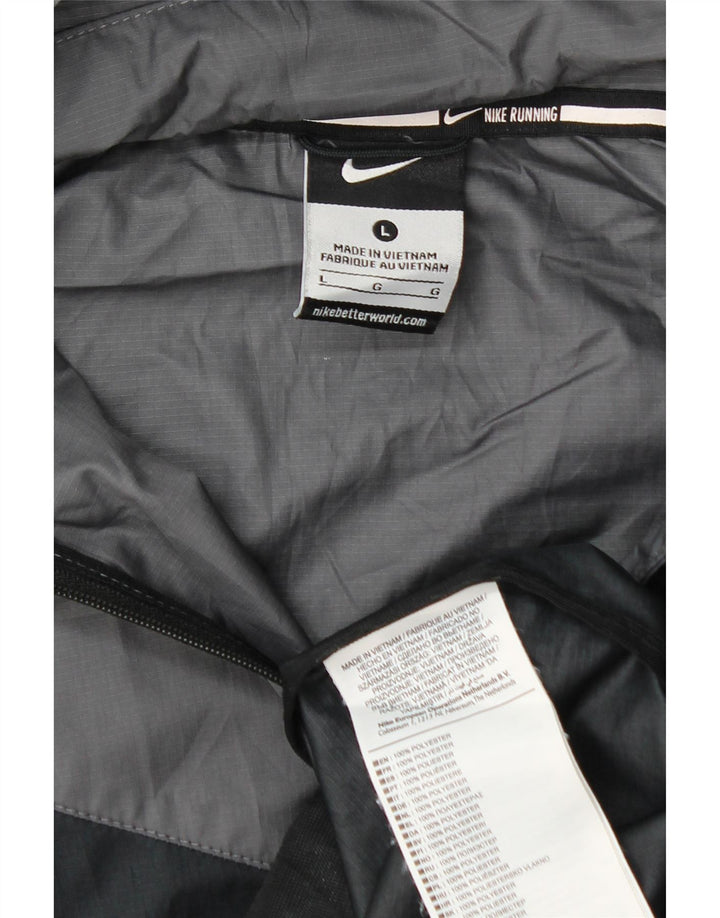 NIKE Herren-Regenjacke mit Kapuze, UK 40, Größe L, Schwarz, Colourblock-Polyester