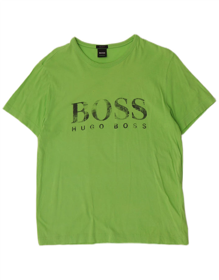 Hugo Boss Herren-T-Shirt mit normaler Passform, mittelgrüner Baumwolle