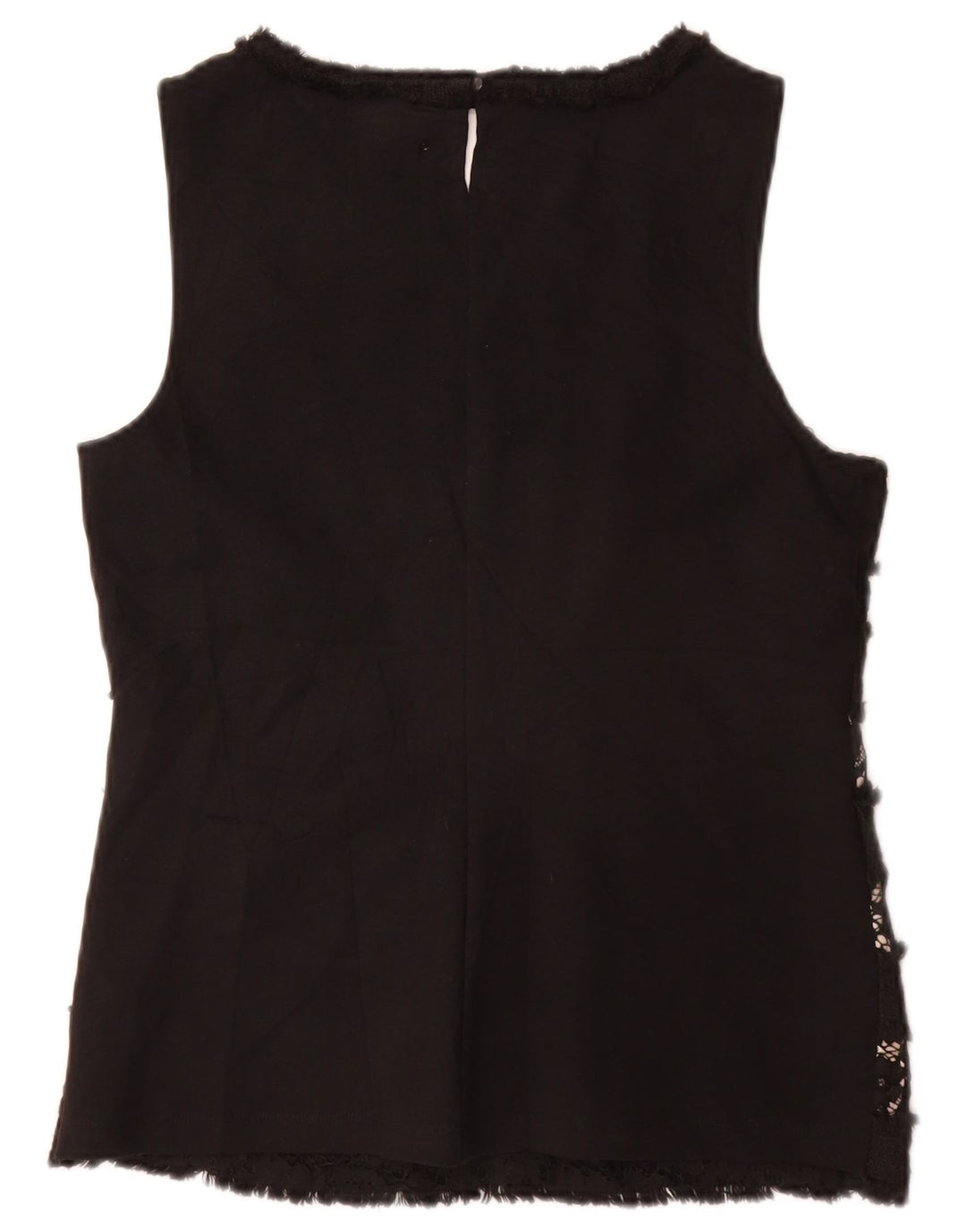 J. CREW Ärmelloses Damen-Blusenoberteil UK 10 Small Schwarz geblümte Viskose