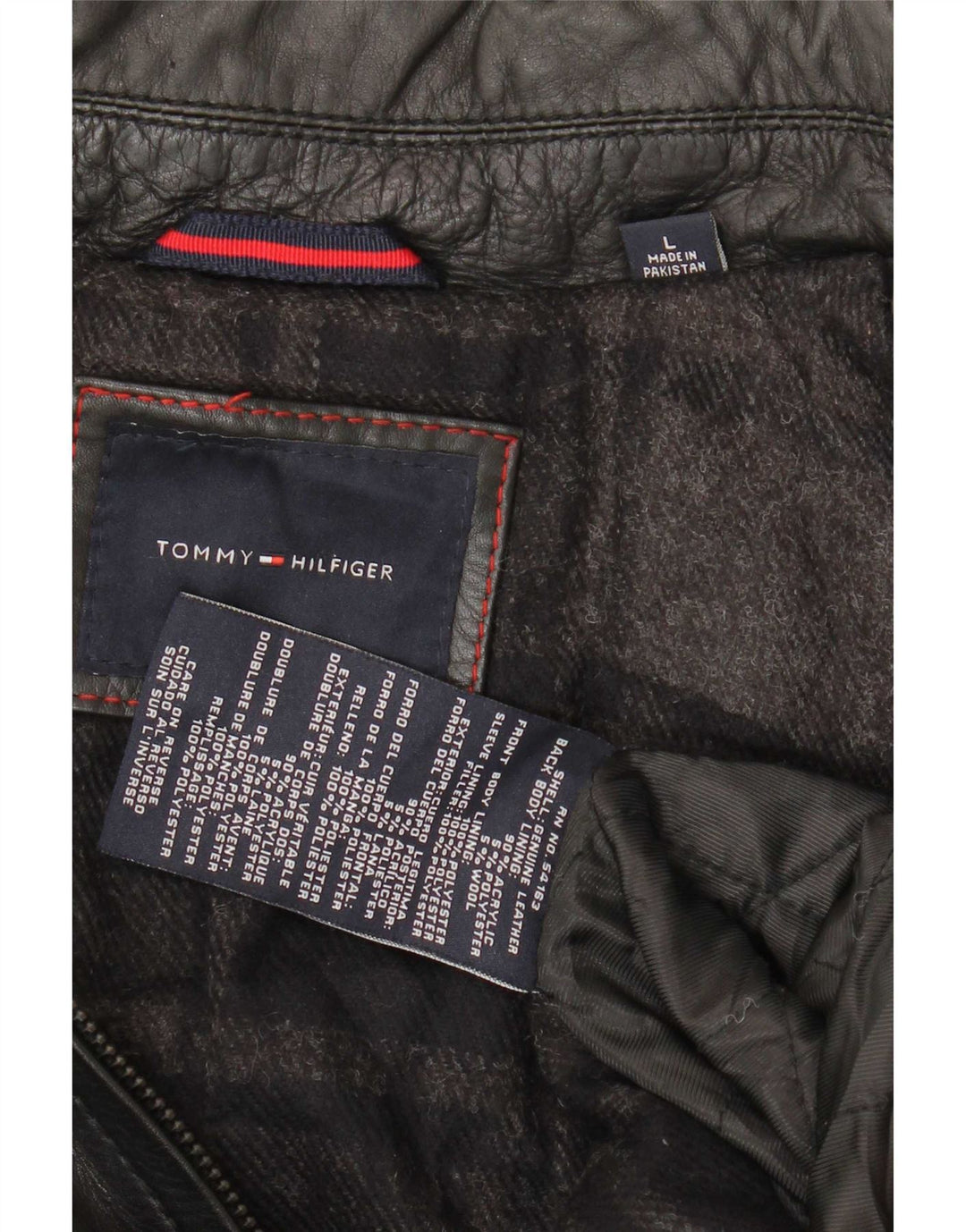 Tommy Hilfiger Herren Militärlederjacke UK 40 Large Schwarz