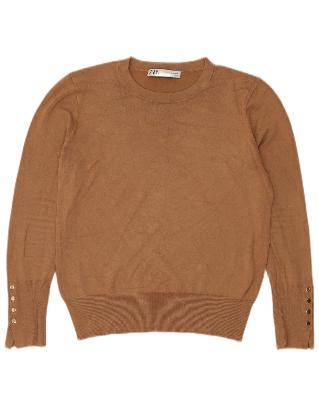 Zara Damen Pullover mit Rundhalsausschnitt, UK 14, Mittelbraun
