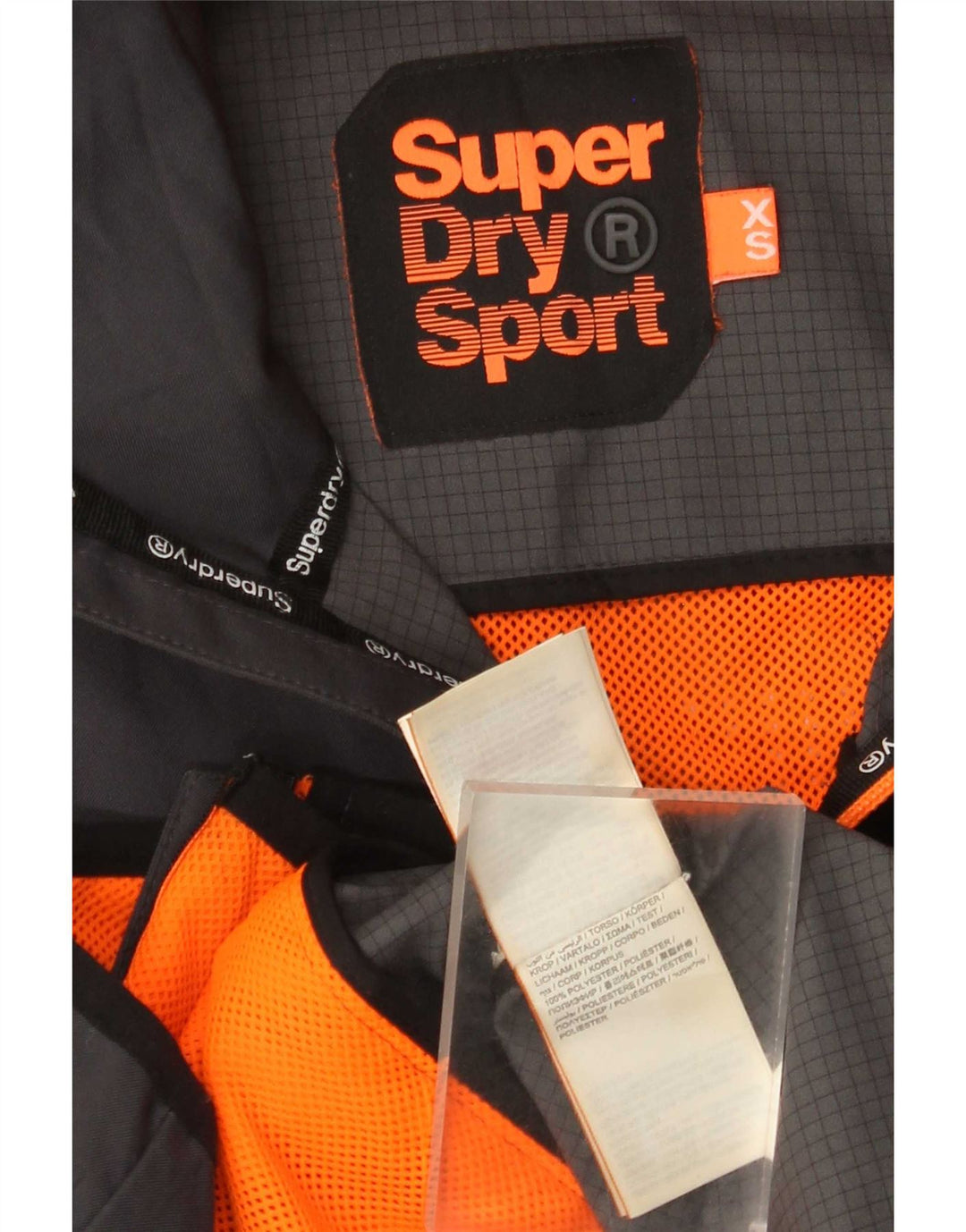 Superdry Herren Graphic Hooded Rain Jacket UK 34 XS Grau Polyester
