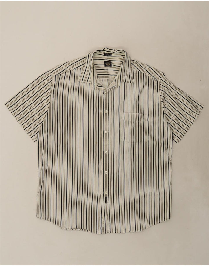 DOCKERS Mens Short Sleeve Shirt XL Beige Striped Cotton Vintage Dockers and Second-Hand Dockers from Messina Hembry 