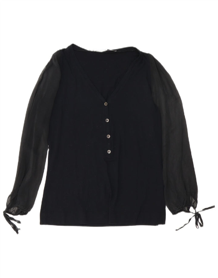 Sportmax Damen-Langarm-Blusenoberteil, UK-Größe 44, Größe L, Schwarz
