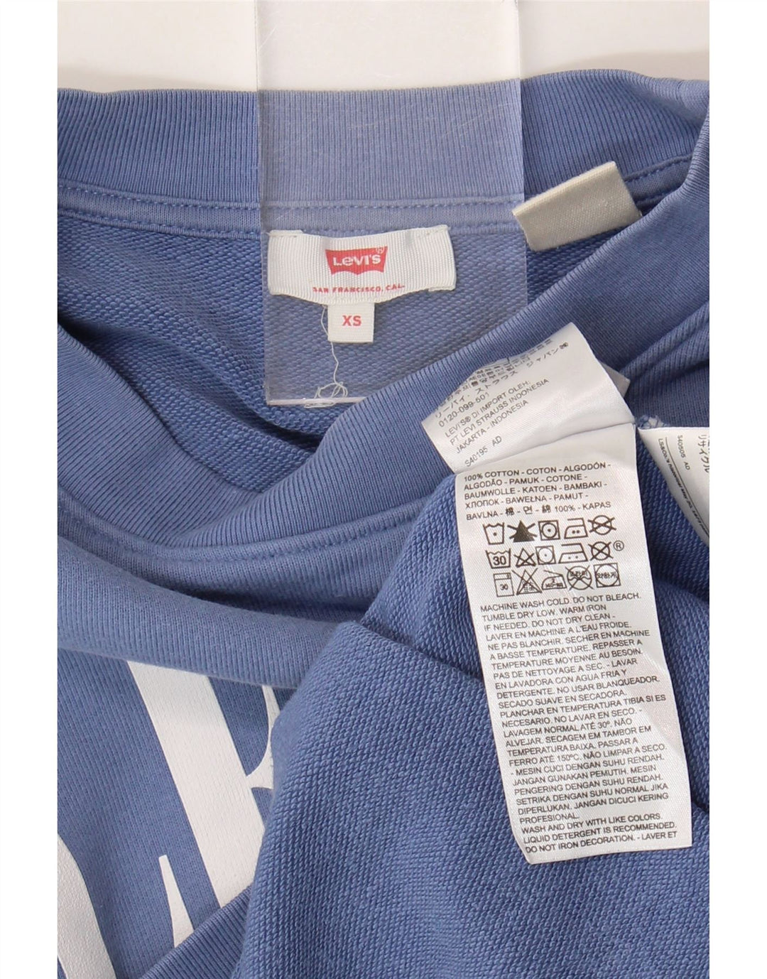 Levi's Damen-Sweatshirt mit übergroßem Grafik-Crop-Sweatshirt, Gr. 6, XS, Blau, Baumwolle