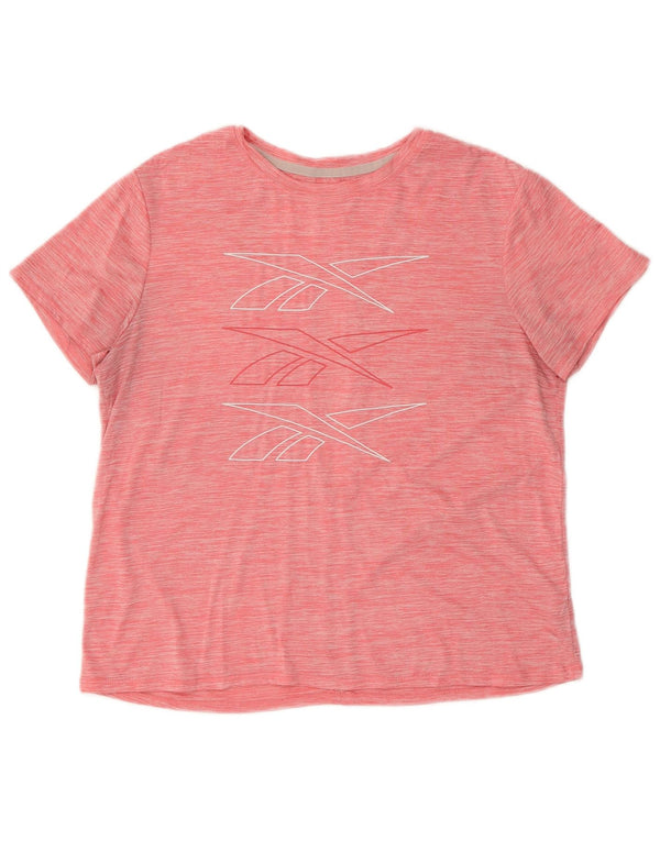 Reebok Womens Graphic T-Shirt Top UK 12 Medium Pink Flecked Polyester