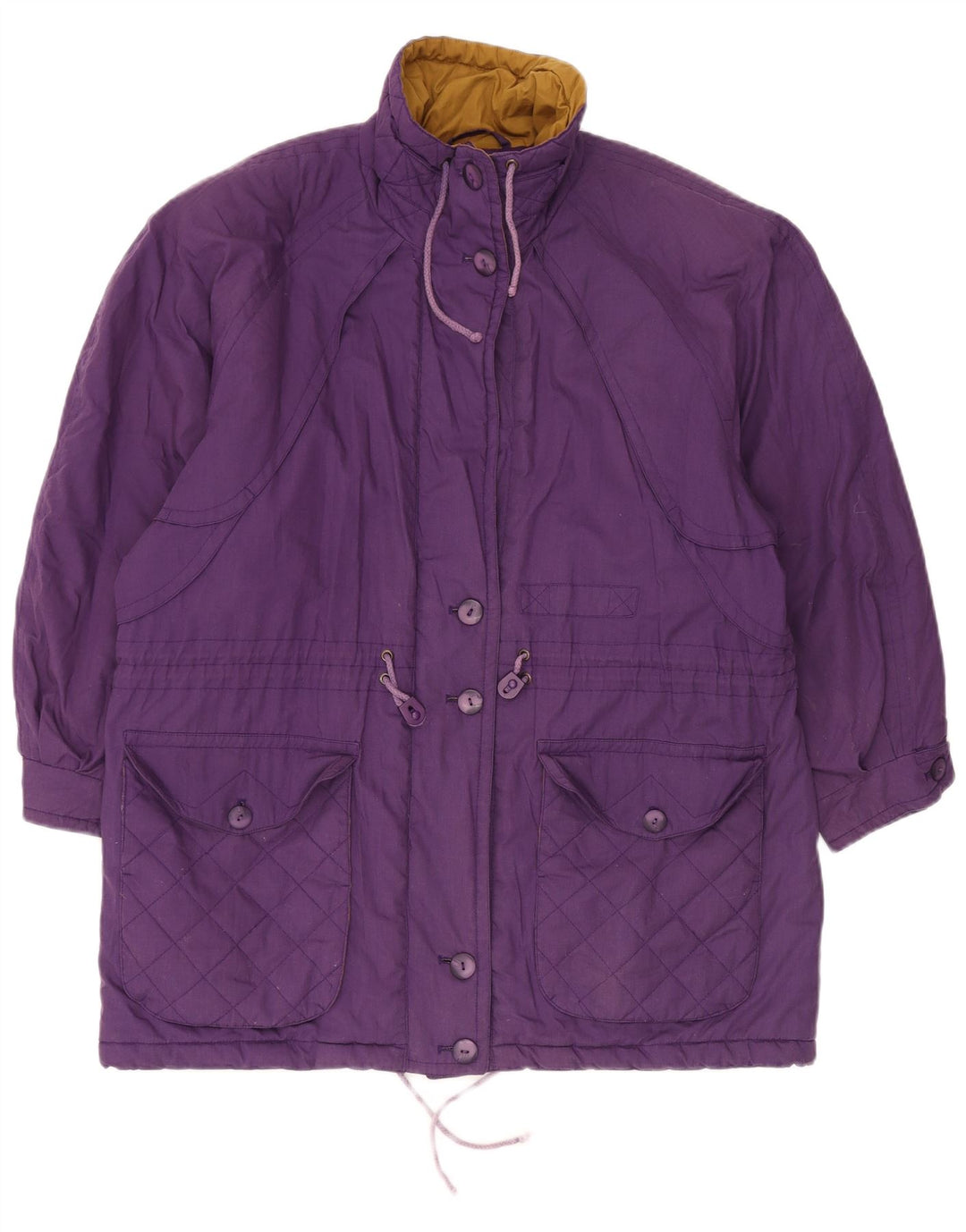 Vintage Damen Übergroßer Windjacke Mantel UK 14 Groß Lila Polyester