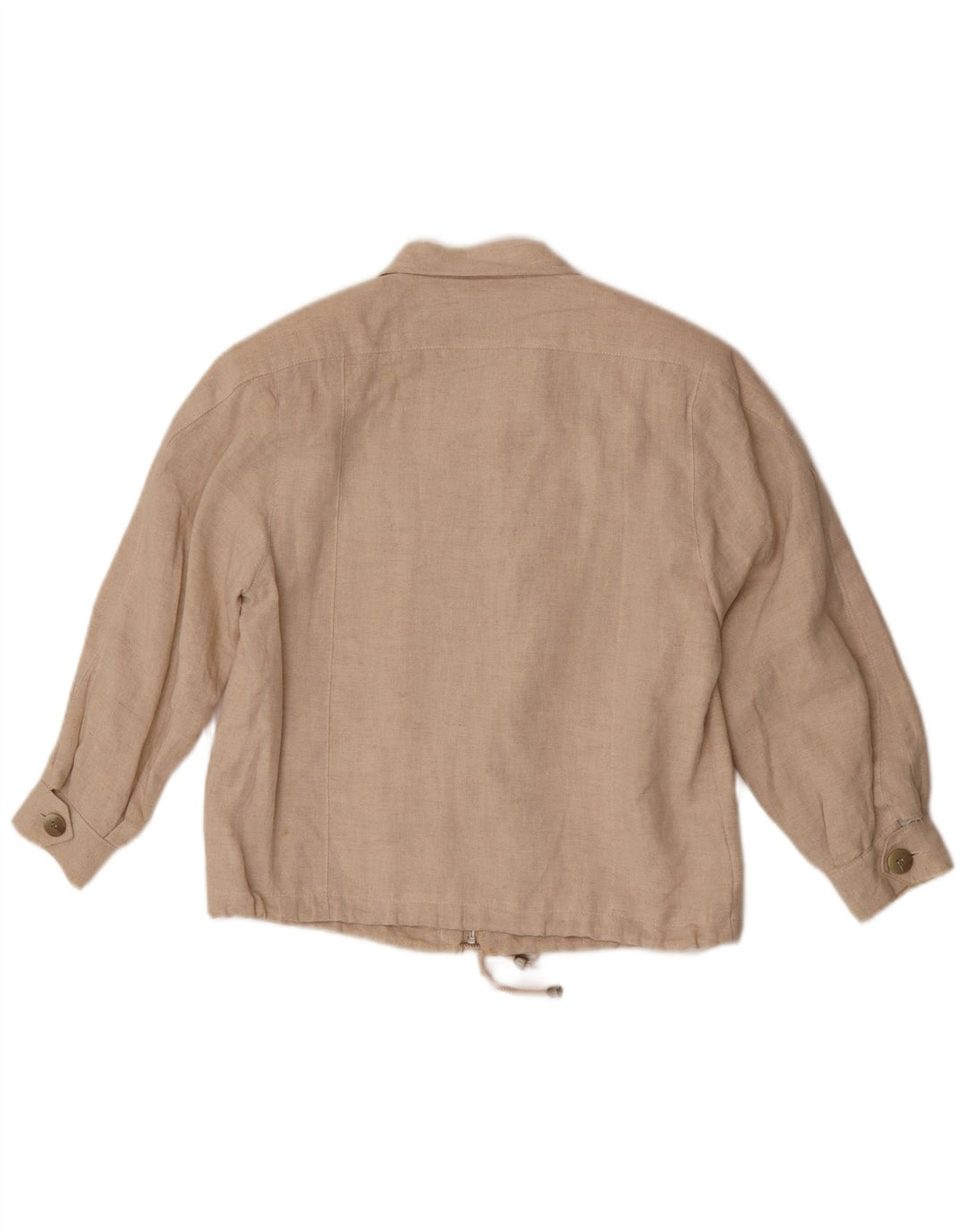 Vintage Damen Übergroße Bomberjacke IT 34 2XS Beige Leinen